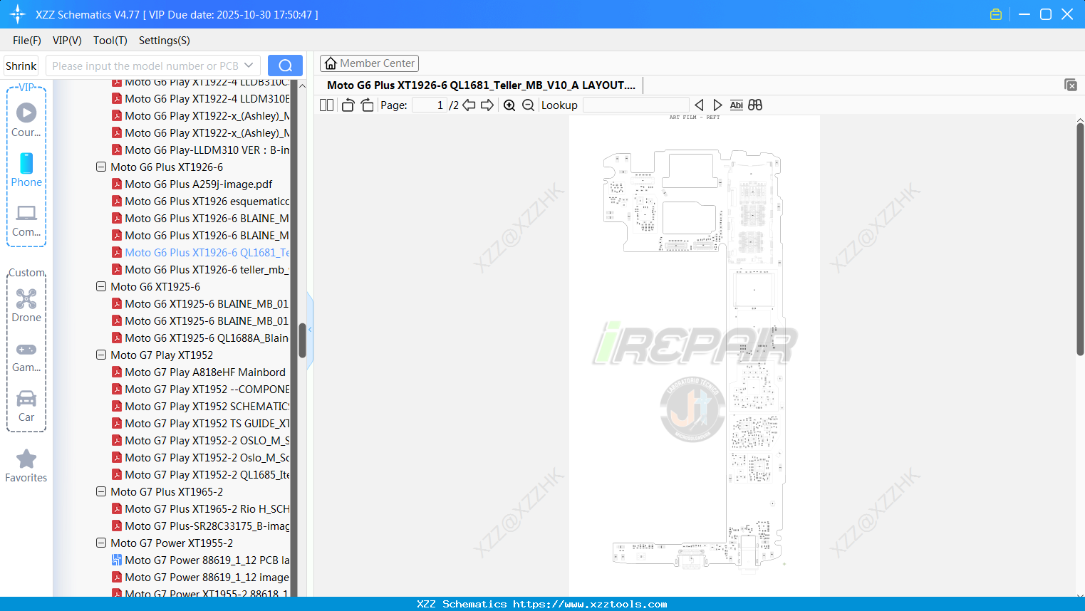 Motorola Moto G6 Plus XT1926-6 QL1681_Teller_MB_V10_A LAYOUT